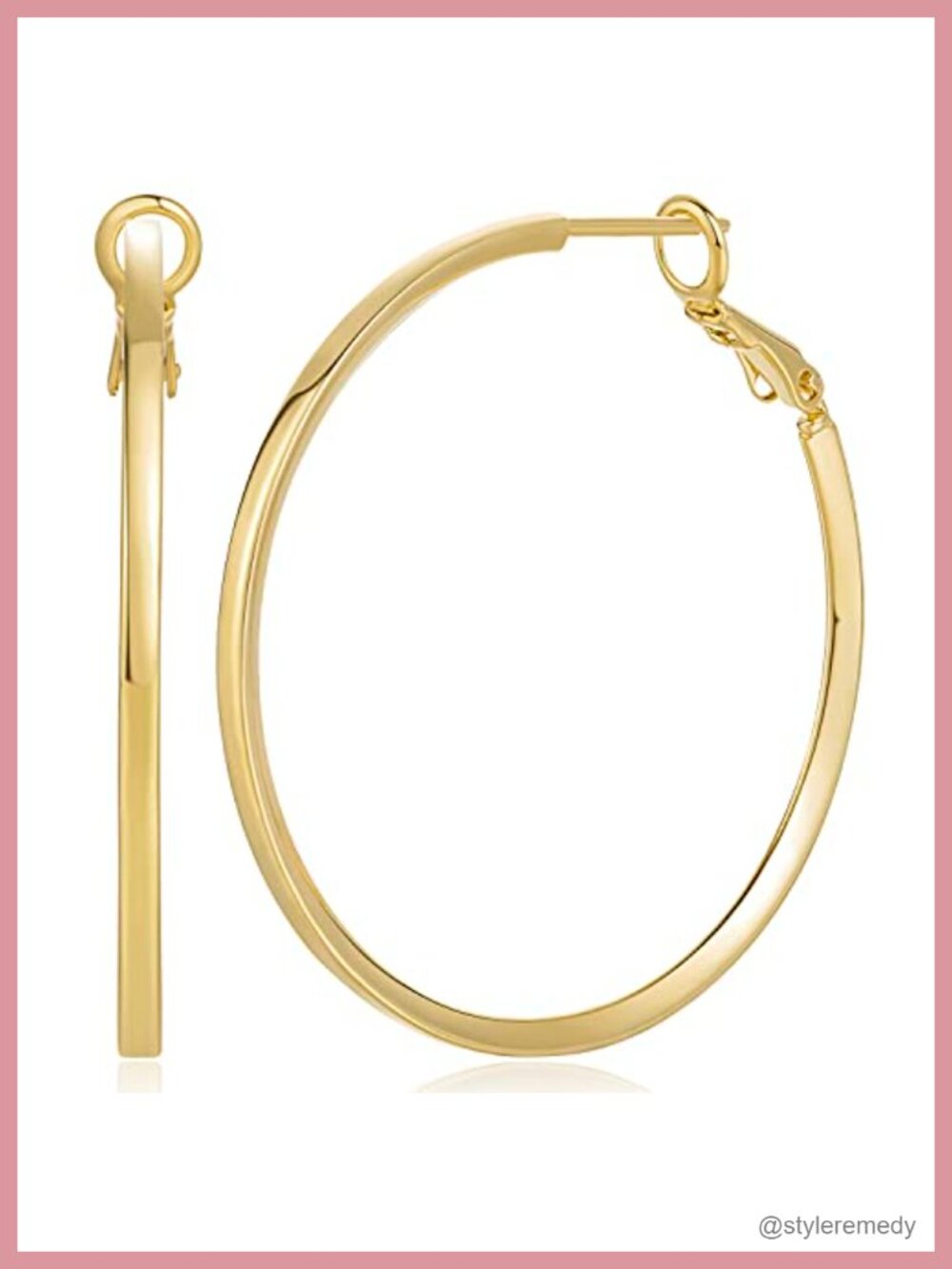 14k Gold Plated Hoop Earrings for Women Thin Square Edge Large Hoops